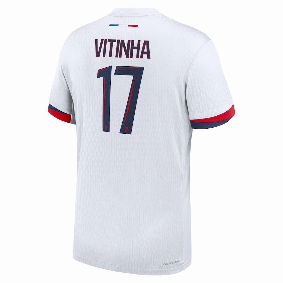 Double Layered Collar Everyday Flex Nike Paris Saint-Germain Authentic Vitinha Away Jersey 24/25 (White/Midnight Navy)