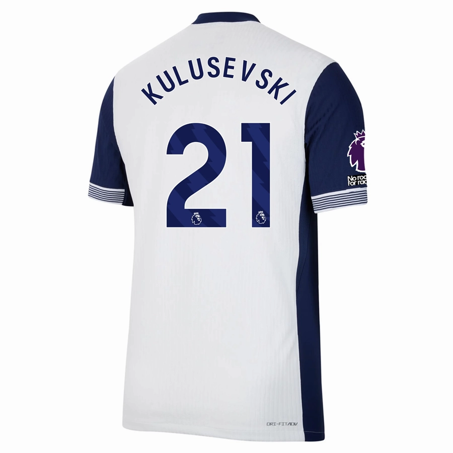 Nike Tottenham Authentic Dejan Kulusevski Home Jersey w/ EPL   No Room For Racism Patches 24/25 (White/Binary Blue) Reliable Fit Quick Release Tag