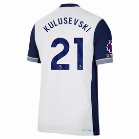 Nike Tottenham Authentic Dejan Kulusevski Home Jersey w/ EPL   No Room For Racism Patches 24/25 (White/Binary Blue) Sport Flex
