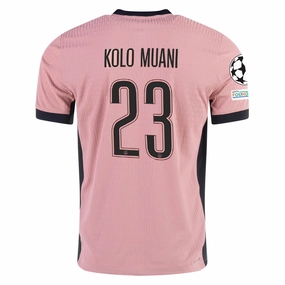 Nike Paris Saint-Germain Authentic Randal Kolo Muani Third Jersey w/ Champions League Patches 24/25 (Rust Pink/Black) Full Zip Option Dynamic Ergonomic Fit