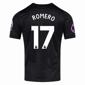 Nike Romero Men's Tottenham Away Jersey w/ EPL   No Room For Racism Patches 25/26 (Black/Iron) Slub Textured Surface