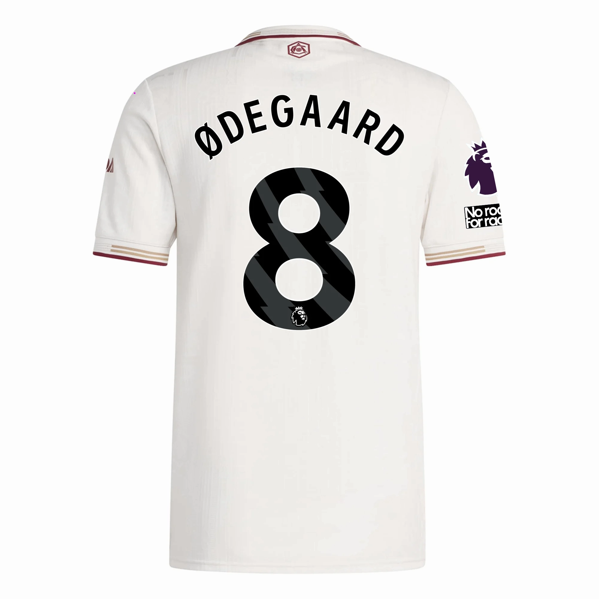 adidas Arsenal Authentic Martin ?degaard Third Jersey w/ EPL   No Room For Racism Patches 25/26 (White/Burgundy) Garment Dyed Finish Eco Friendly Dye