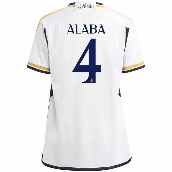 adidas Youth Real Madrid David Alaba Home Jersey 23/24 (White) Bemberg Collar Finish