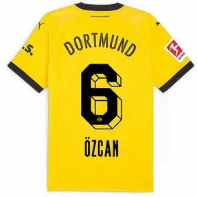 Air Flow Circular Knit Body Mapping Puma Borussia Dortmund Authentic Ozcan Home Jersey w/ Bundesliga Patch 23/24 (Cyber Yellow/Puma Black)