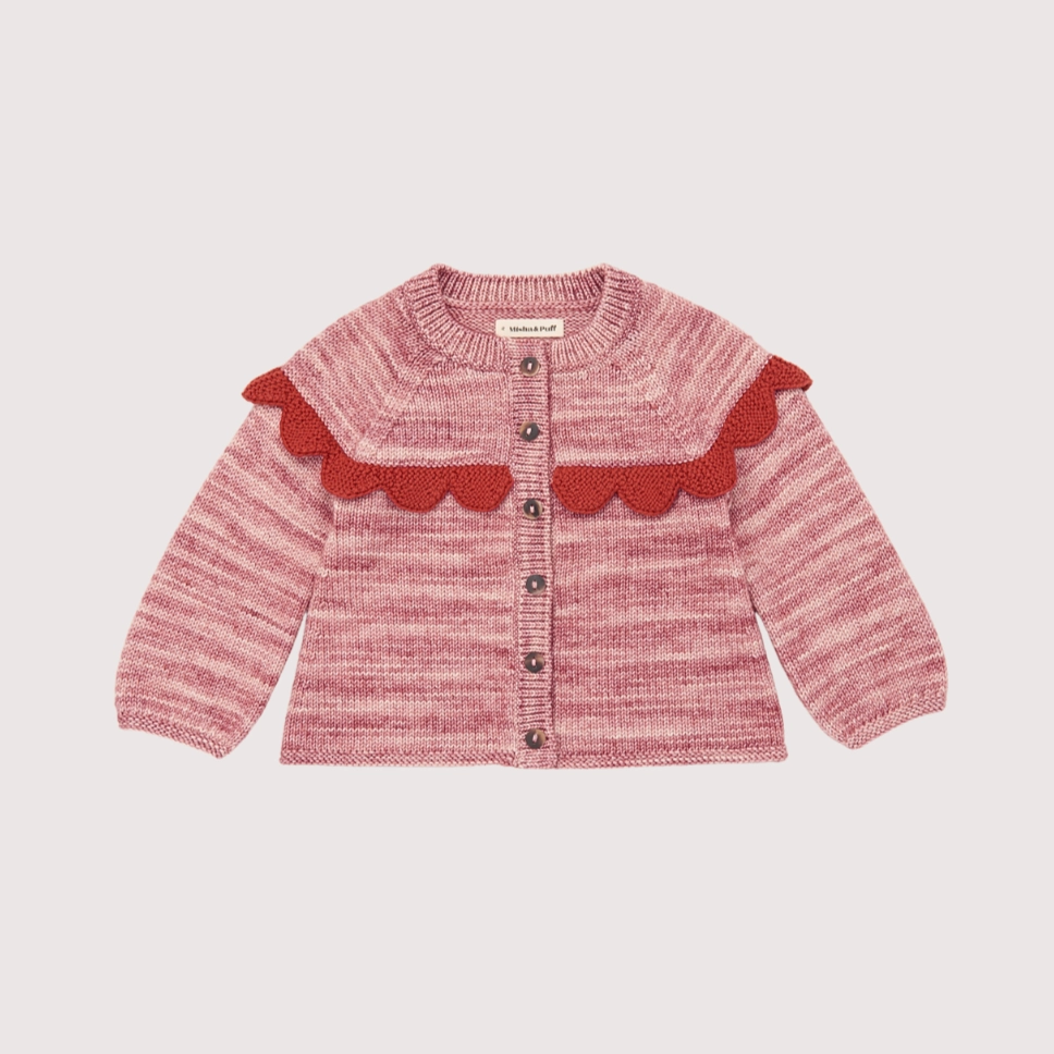 Secure Closure Systems Misha & Puff Scallop Yoke Cardigan, Prairie Rose