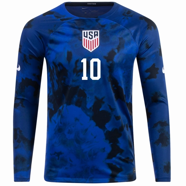 Athletic Collar Style Nike United States Christian Pulisic Long Sleeve Away Jersey 22/23 (Bright Blue/White)