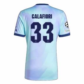 Sustainable Dye Process Bemberg Collar Finish adidas Arsenal Riccardo Calafiori Third Jersey w/ Champions League Patches 24/25 (Clear Aqua/Light Flash Purple)