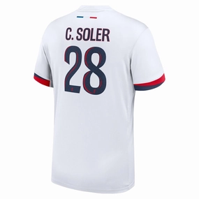Enhanced Durability Reinforcement Nike Paris Saint-Germain Carlos Soler Away Jersey 24/25 (White/Midnight Navy)