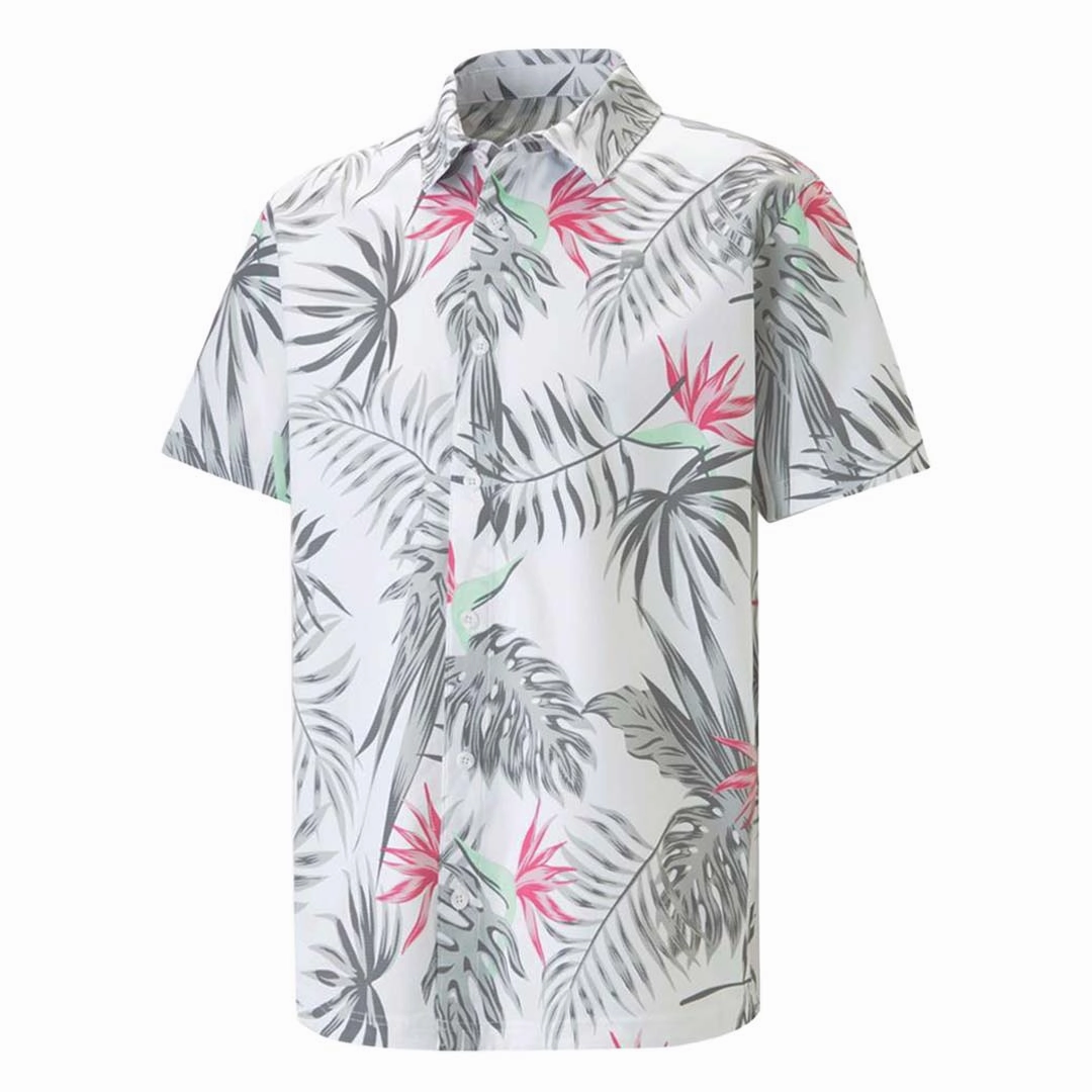 Knit Grid Mesh Airy material Puma - Men's Puma x PTC Paradise Button Down Golf Shirt (539204 01)