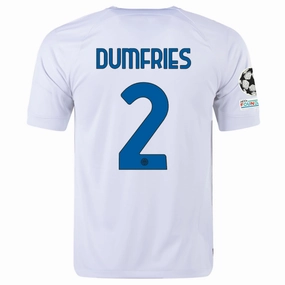 sprint training Nike Inter Milan Denzel Dumfries Away Jersey w/ Champions League   Copa Italia Patches 23/24 (White/Lyon Blue)