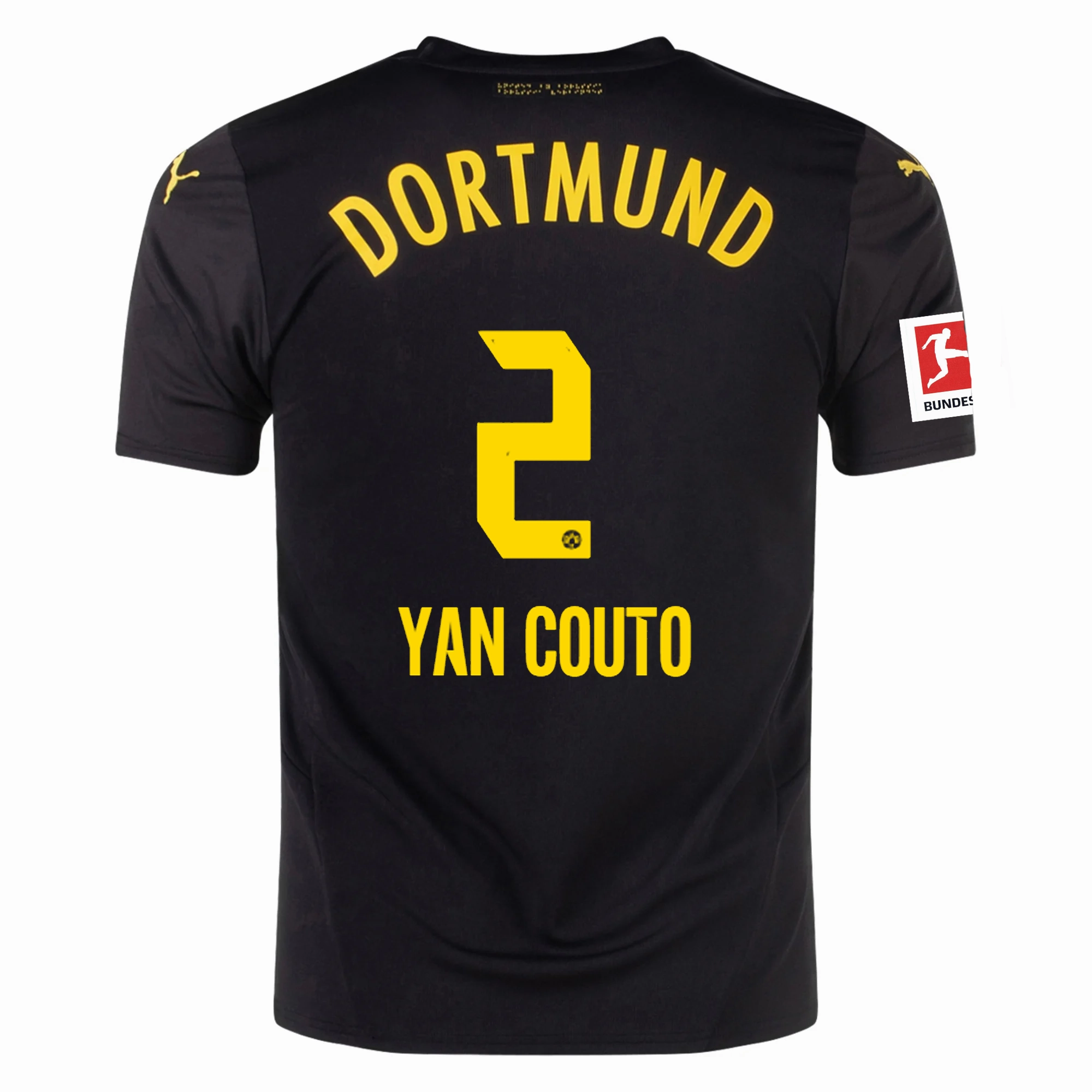 Puma Borussia Dortmund Yan Couto Away Jersey w/ Bundesliga Patch 24/25 (Puma Black/Faster Yellow) Daily Comfort
