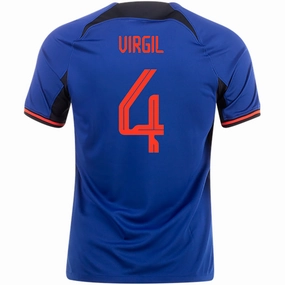 Nike Netherlands Virgil Van Dijk Away Jersey 22/23 (Deep Royal/Habanero Red) Sweat Wicking Ribbing