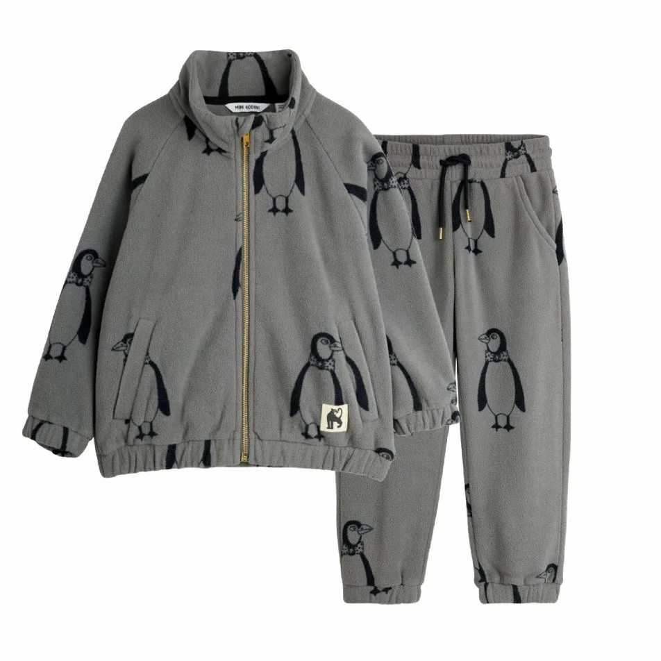 Mini Rodini Penguin Fleece jacket, Grey Cold Season