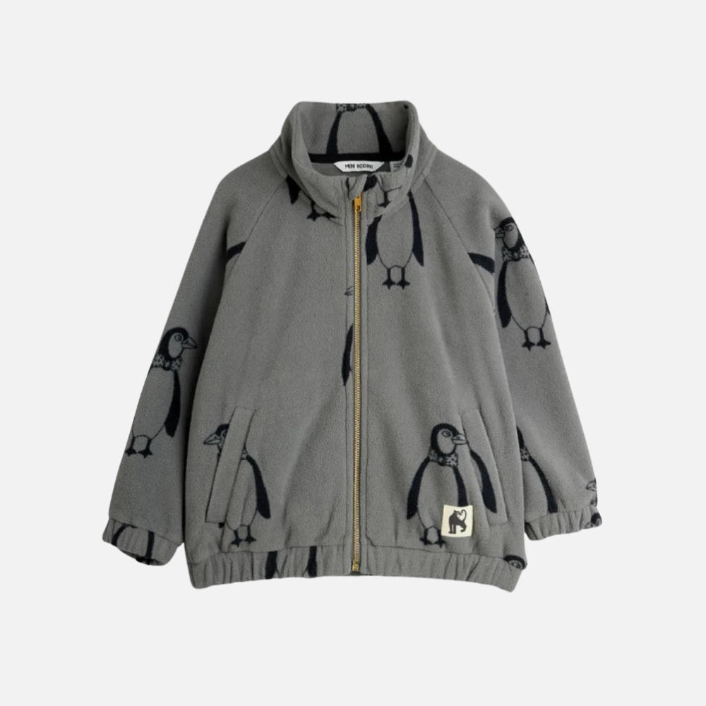 Subtle Layers Eco Friendly Dye Process Mini Rodini Penguin Fleece jacket, Grey