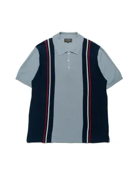 Beams Plus Knit Polo Stripe Sax Loose Comfort Spring Collection
