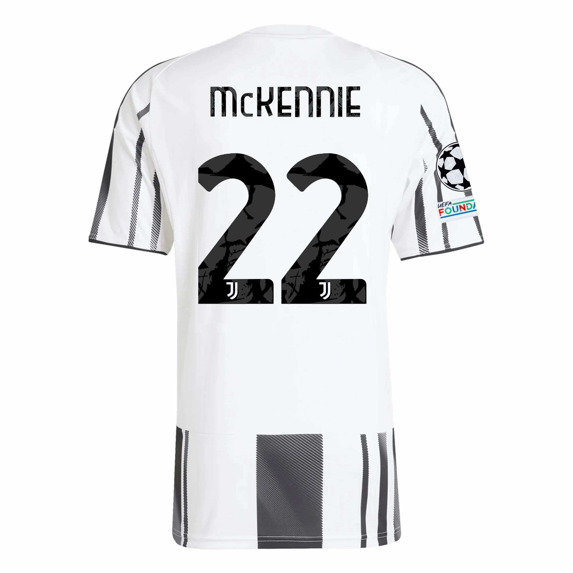 Mesh Panel Placement adidas Juventus Weston McKennie Home Jersey w/ Champions League Patches 25/26 (White/Black/Pink)