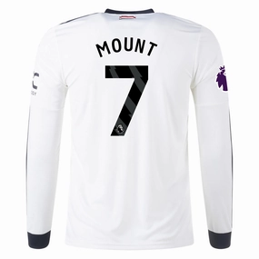 Motion Flex Fitness Look adidas Manchester United Mason Mount Third Long Sleeve Jersey w/ EPL Patch 24/25 (Off White)