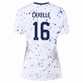 Nike Womens United States Rose Lavelle 4 Star Authentic Match Home Jersey 23/24 w/ 2019 World Cup Champions Patch (White/Loyal Blue) Stretchable Fabric
