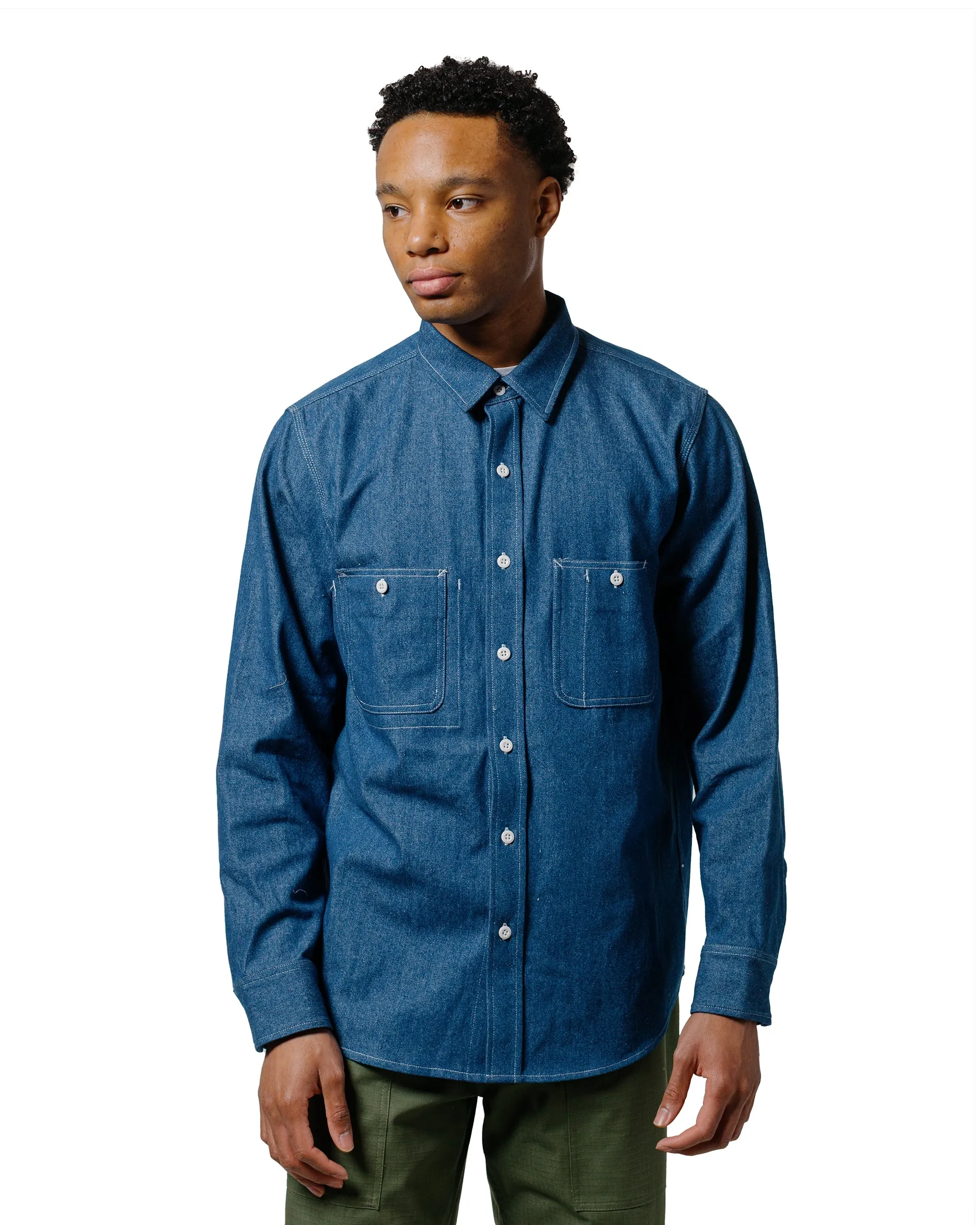 Randy's Garments 3-Pocket Work Shirt Double Washed 8oz Denim Seamless Shoulder