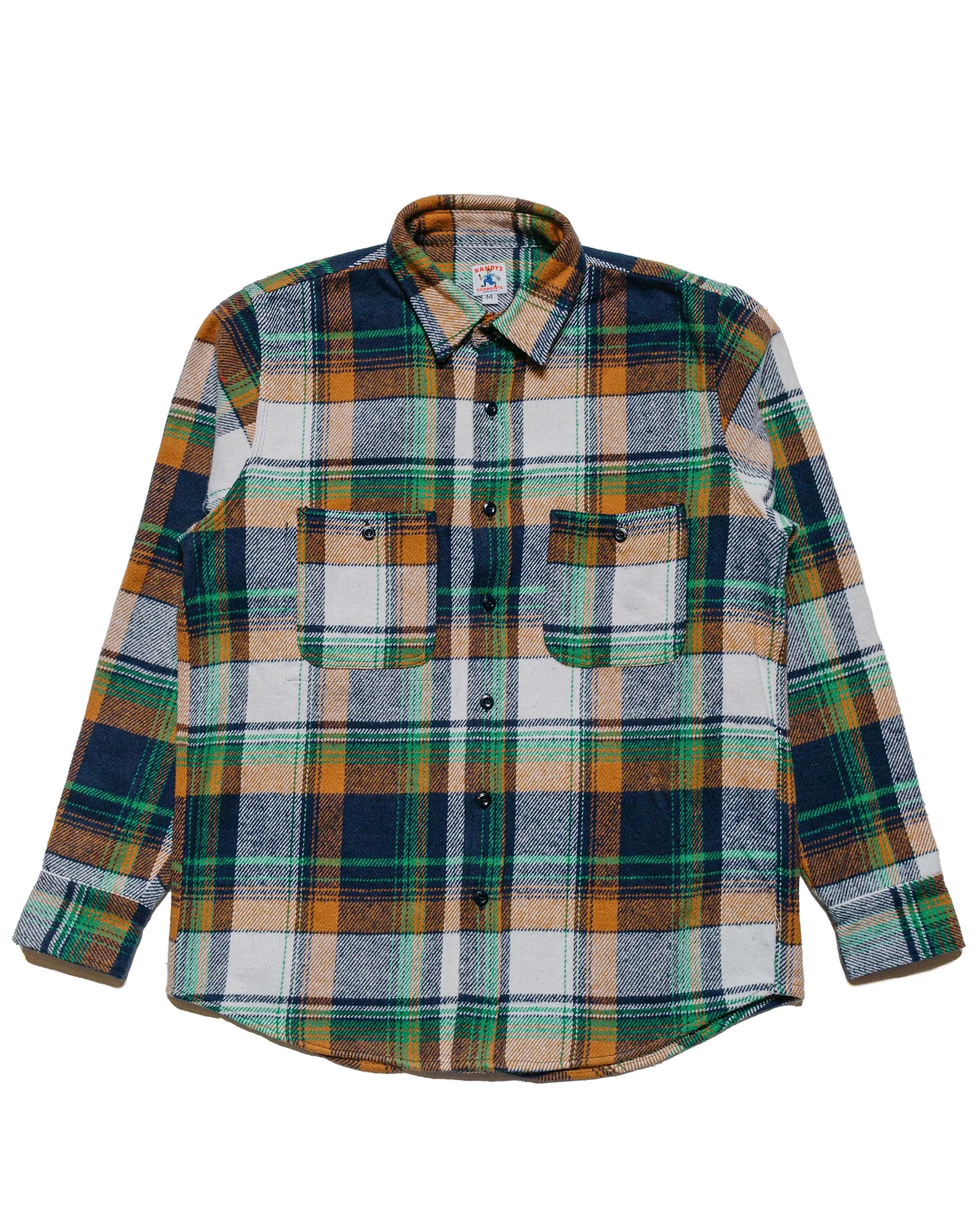 Breathable Material Tall Option Randy's Garments 3-Pocket Work Shirt Heavy Brushed Flannel Plaid Green