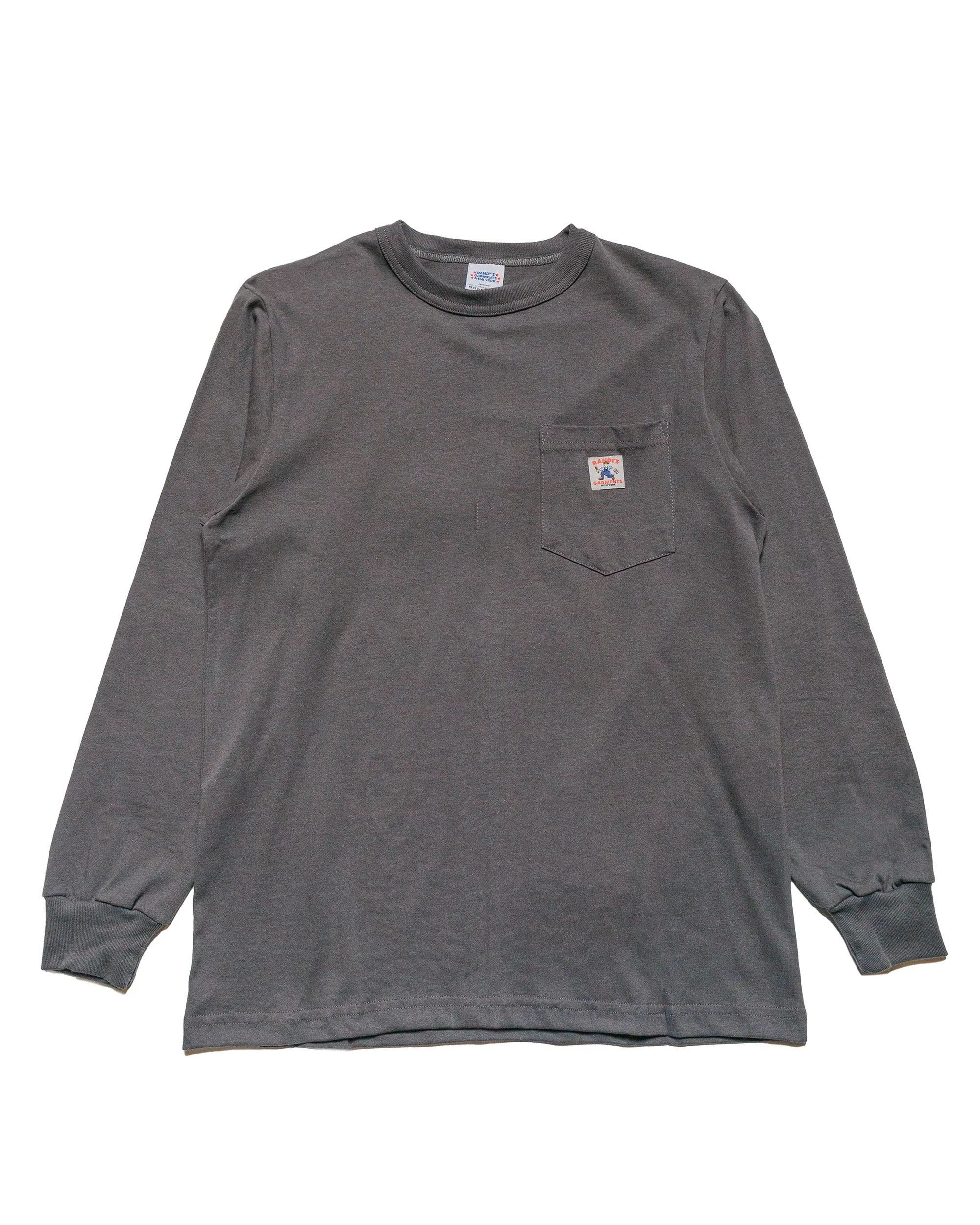 Randy's Garments Long-Sleeve Pocket Tee Grey Sporty and Stylish