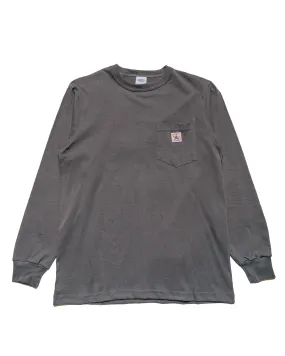 Randy's Garments Long-Sleeve Pocket Tee Grey Sporty and Stylish