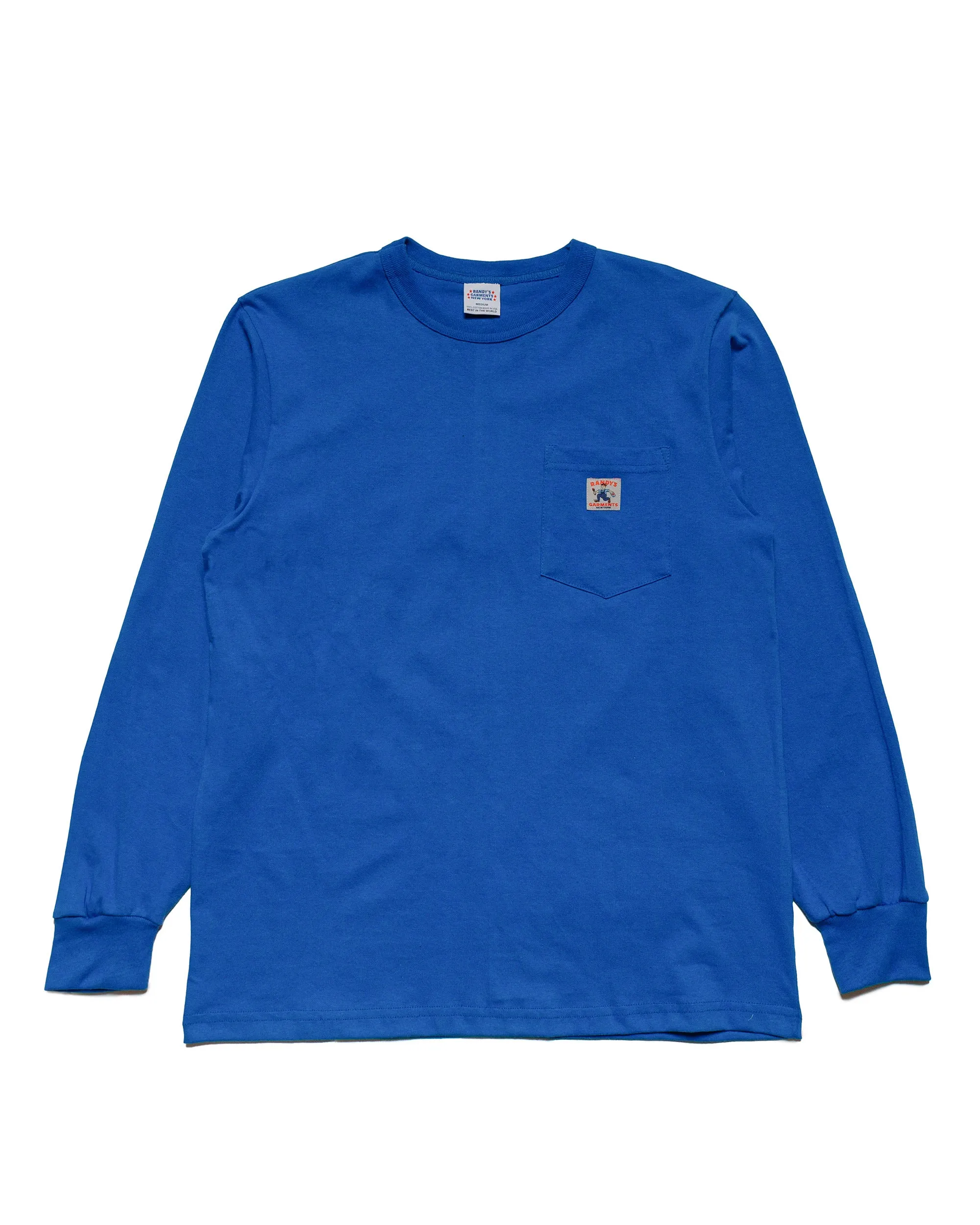 Ribbed Neckline Randy's Garments Long-Sleeve Pocket Tee Royal