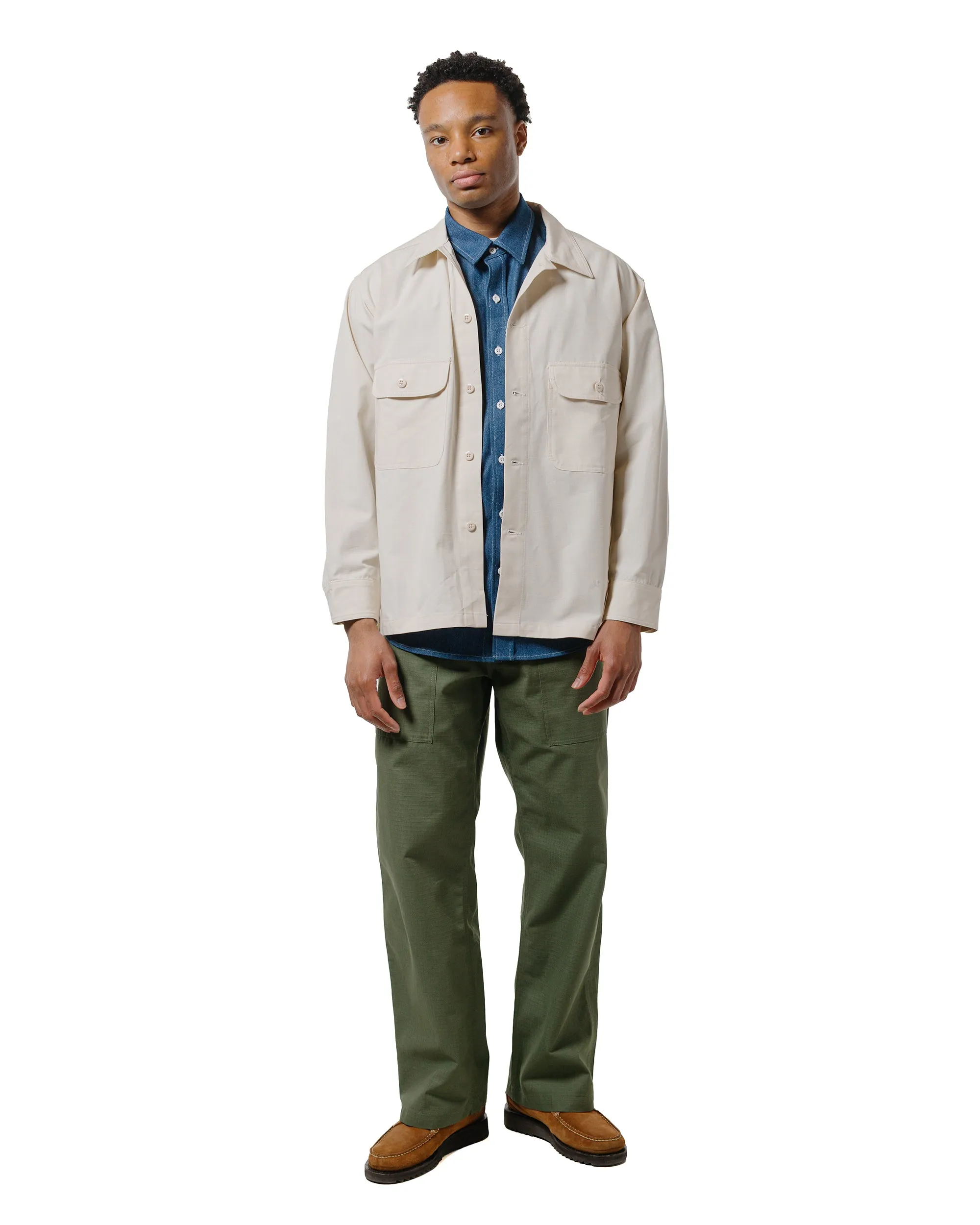 Stretch Fabric Wrinkle-Free Randy's Garments Over Shirt Cotton Ripstop Natural