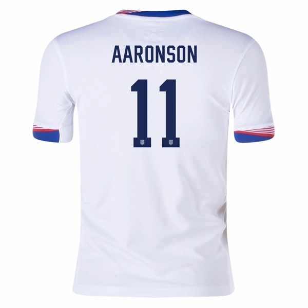 Street Fashion Sport Clip Compatible Nike Youth United States Aaronson Home Jersey 24/25 (White)
