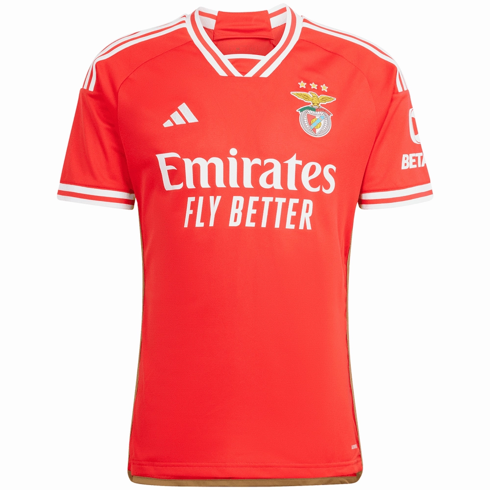 Durable Blends Elastic Cuff Retention adidas Benfica Men's Home Stadium Jersey w/ Champions League Patches 23/24 (Red)
