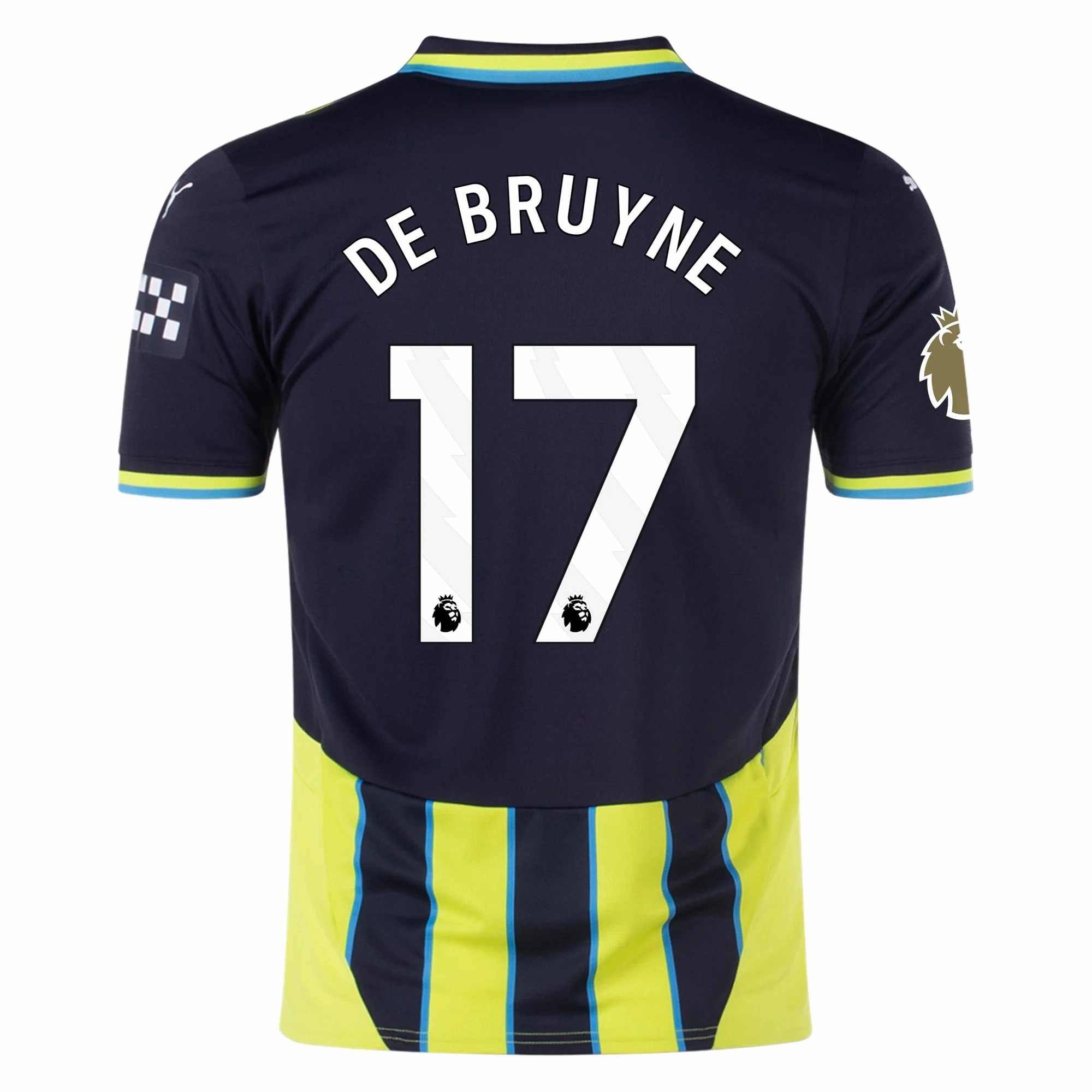 Puma Manchester City Kevin De Bruyne Away Jersey w/ EPL   Club World Cup Patch 24/25 (New Navy/Yellow Glow) Active Lifestyle