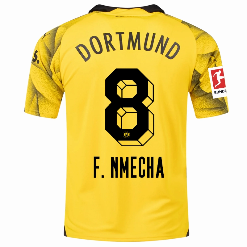 Puma Mens Borussia Dortmund Felix Nmecha Third Jersey w/ Bundesliga Patch 23/24 (Cyber Yellow/Puma Black) Ultimate Comfort