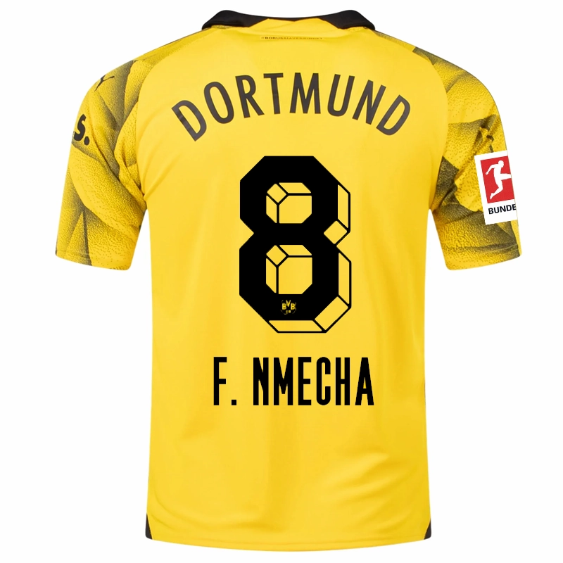 Puma Mens Borussia Dortmund Felix Nmecha Third Jersey w/ Bundesliga Patch 23/24 (Cyber Yellow/Puma Black) Versatile Outfit Contrast Binding