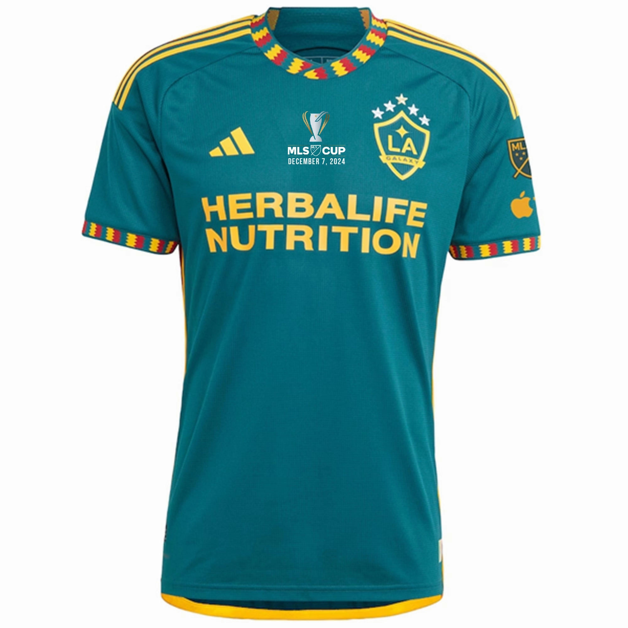 adidas La Galaxy Authentic Away Jersey 24/25   Apple TV & MLS w/ MLS Cup Finals Patch (Green/Yellow) Moisture Transfer