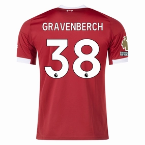 adidas Gravenberch Men's Liverpool Home Jersey 25/26 w/ NRFR   EPL Champions Patch (Strawberry Red) Wrinkle Free Travel Fabric