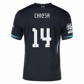 Wrinkle Resistant Weave Nike Liverpool Federico Chiesa Away Jersey w/ Champions League Patches 24/25 (Night Forest/Washed Teal)