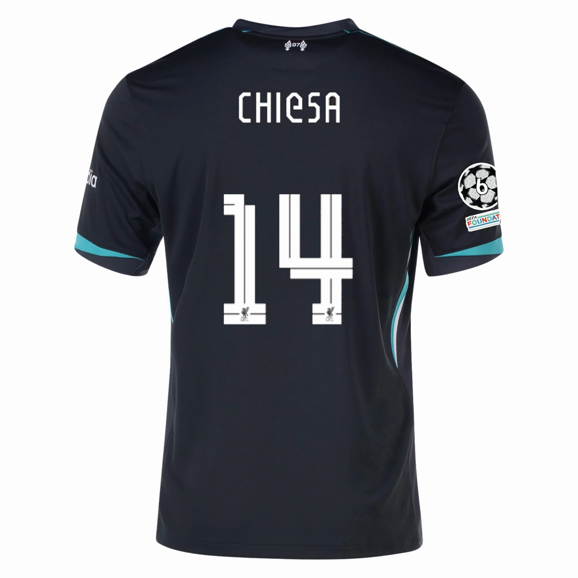 Street Motion Nike Liverpool Federico Chiesa Away Jersey w/ Champions League Patches 24/25 (Night Forest/Washed Teal)