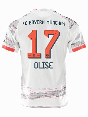 adidas Olise Authentic Away Jersey 25/26 w/ Sponsor   Meister Bundesliga Patch (White/Red) Workout Session Non Chafing Stitch System