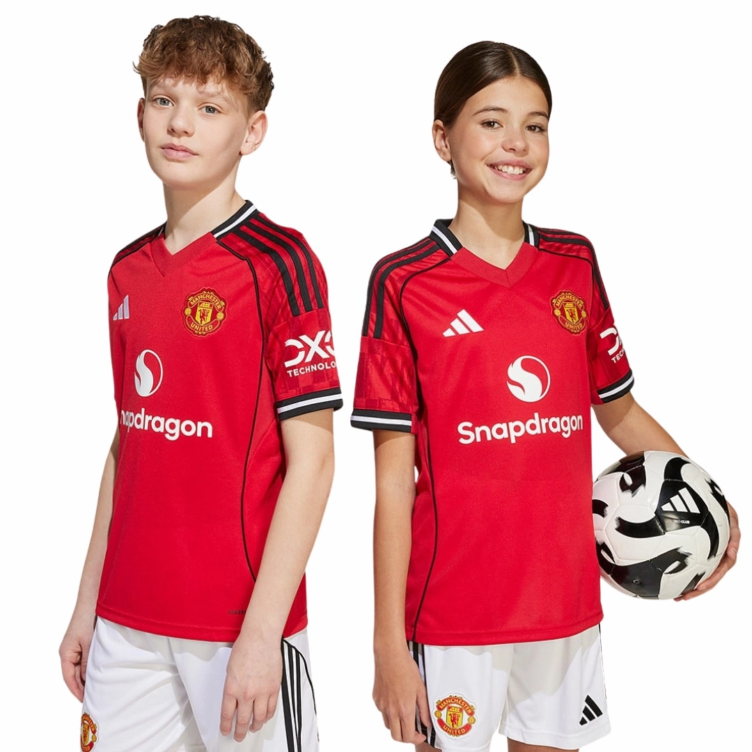adidas Youth Manchester United 25/26 Home Jersey (Red) Durable Double Stitched