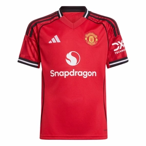 Layered Paneling Tailored Fit adidas Youth Manchester United 25/26 Home Jersey (Red)