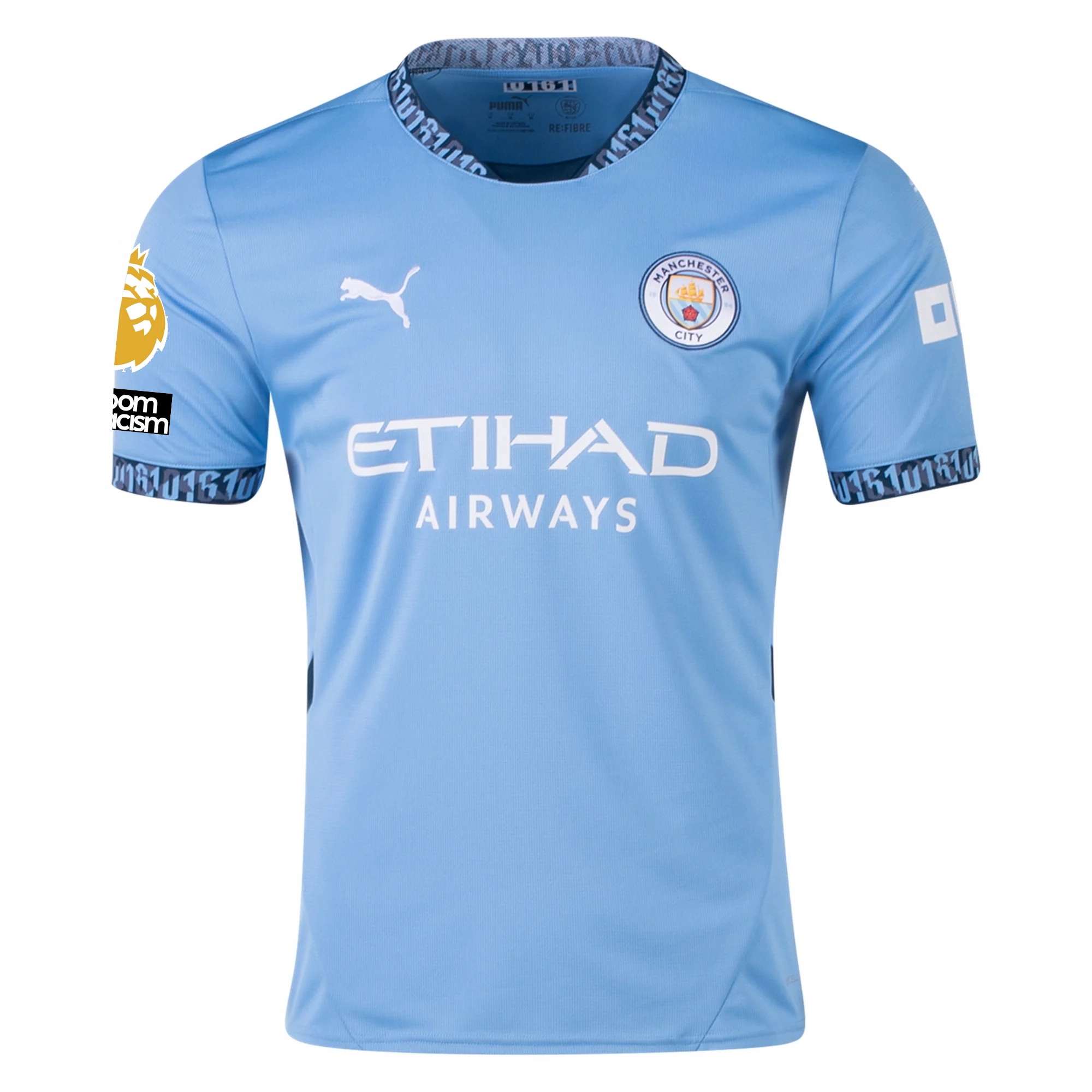 Unisex Design Puma Manchester City Jo?ko Gvardiol Home Jersey w/ EPL   No Room For Racism   Club World Cup Patches 24/25 (Team Light Blue/Marine Blue)