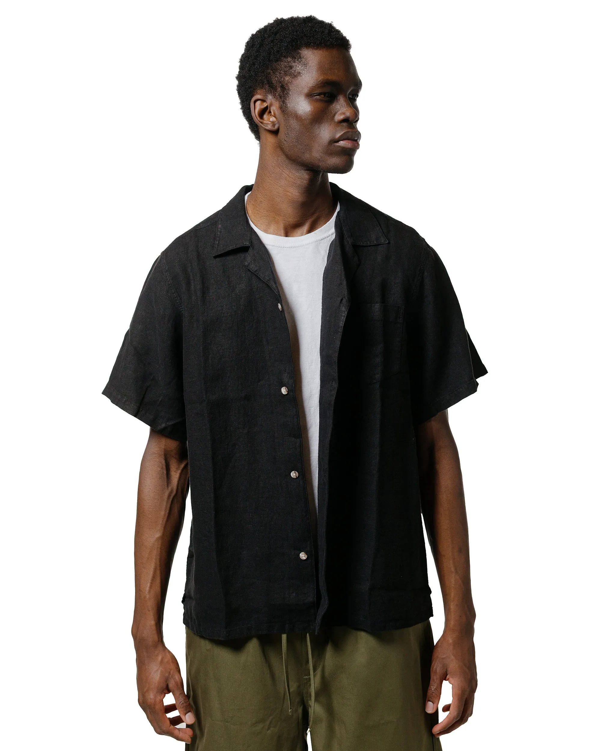 Designer Touch Bather Black Linen Camp Shirt