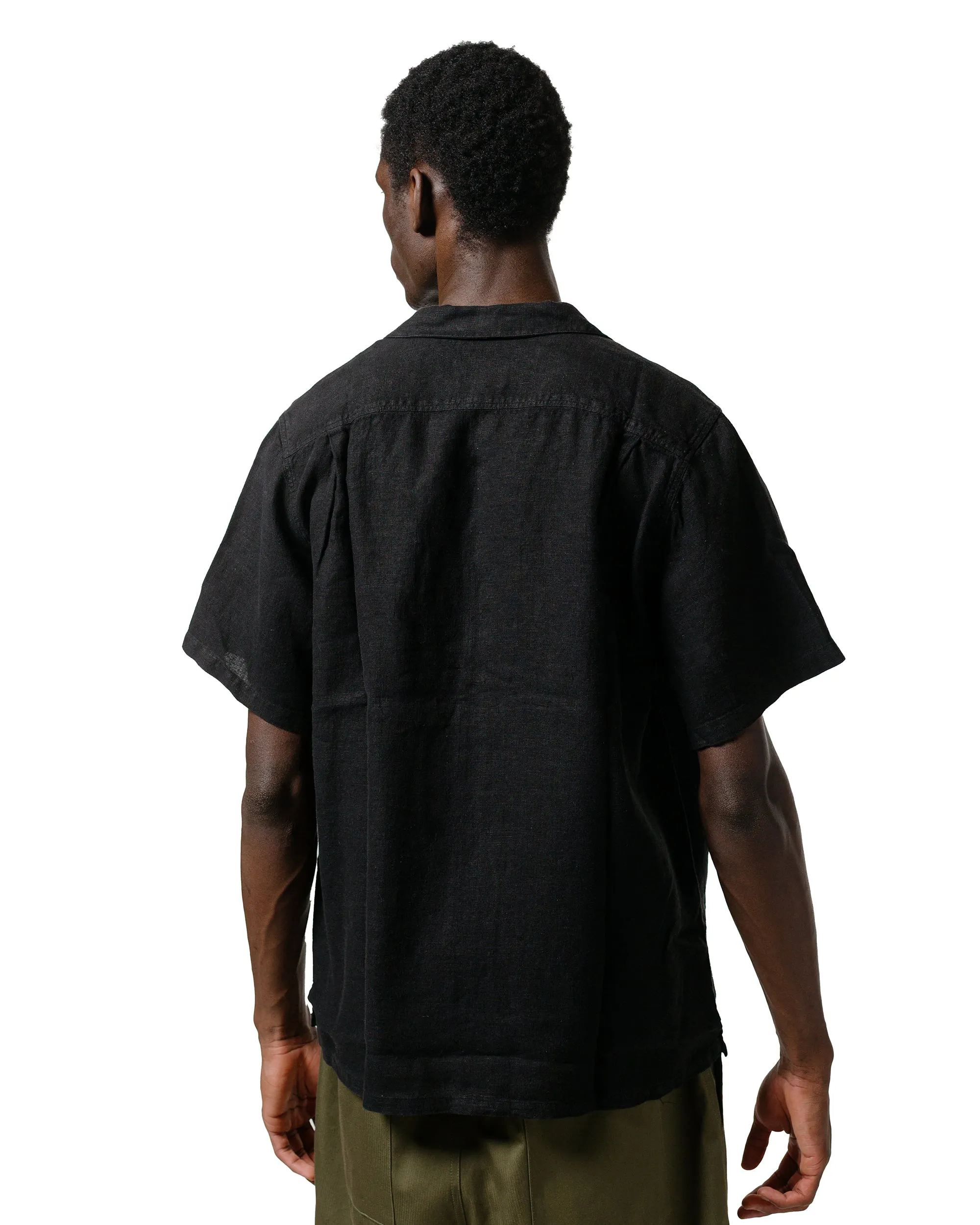 Bather Black Linen Camp Shirt Sustainable fashion Non Irritating Seams