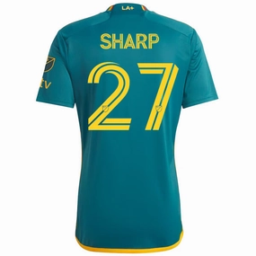 adidas LA Galaxy Billy Sharp Authentic Away Jersey w/ MLS   Apple TV Patch 23/24 (Green/Yellow) Anti Snag Fabric