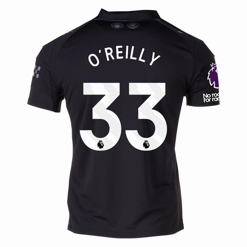 Puma O'Reilly Men's Manchester City Away Jersey 25/26 w/ NRFR   EPL Patches (Puma Black) Compression Fit Engineering Training Fit