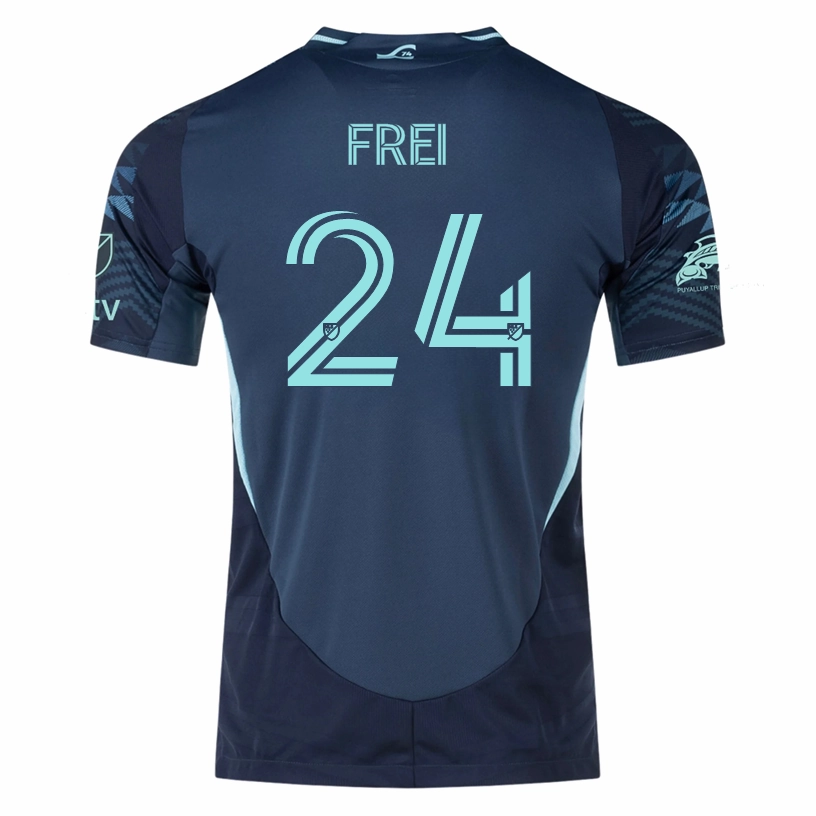 Contoured Side Panels Ventilation Mesh Design adidas S. Frei Seattle Sounders Authentic Away Jersey 25/26 w/ MLS Patches & Sponsor (Aura Ink)