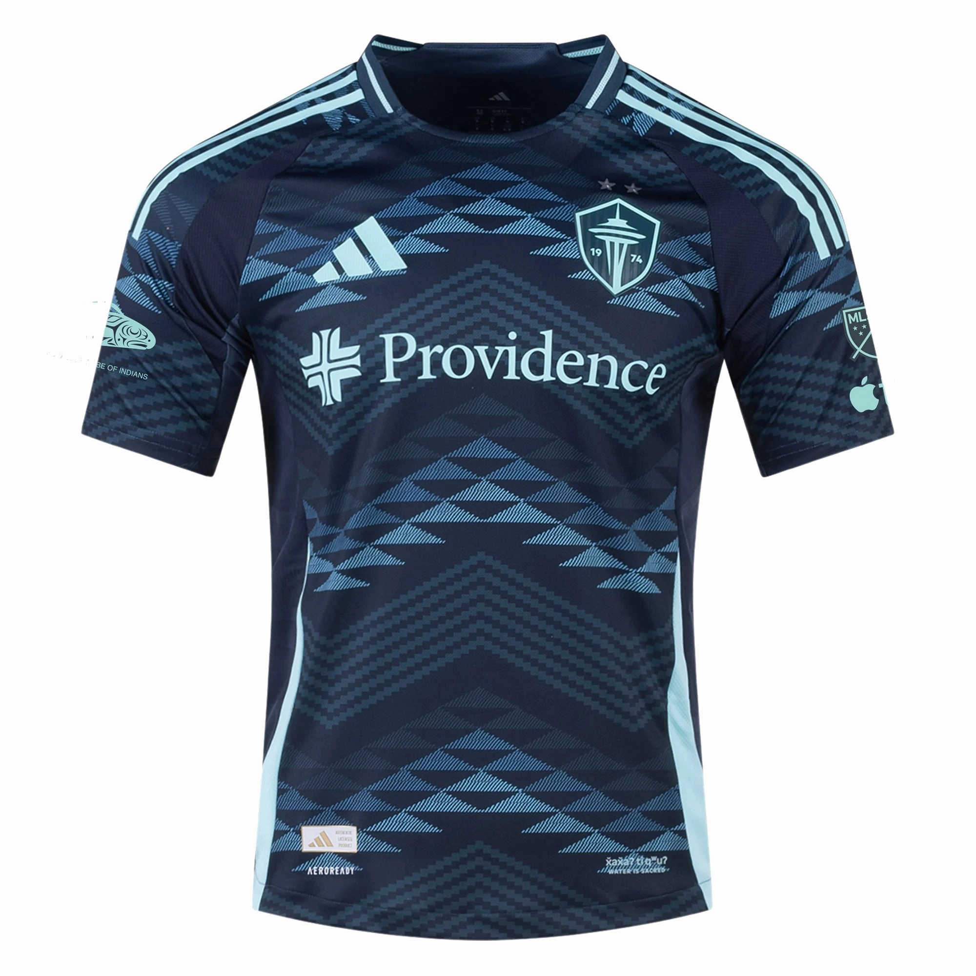 Bold Colorway adidas S. Frei Seattle Sounders Authentic Away Jersey 25/26 w/ MLS Patches & Sponsor (Aura Ink)