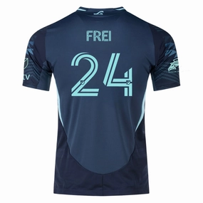 Contoured Side Panels Ventilation Mesh Design adidas S. Frei Seattle Sounders Authentic Away Jersey 25/26 w/ MLS Patches & Sponsor (Aura Ink)