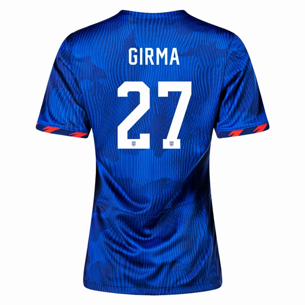 Durable Performance Nike Womens United States Naomi Girma 4 Star Away Jersey 23/24 w/ 2019 World Cup Champion Patch (Hyper Royal/Loyal Blue)