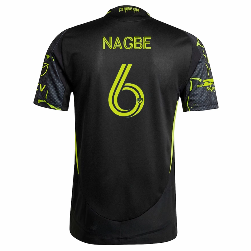 adidas Darlington Nagbe Columbus Crew Authentic Away Jersey w/ MLS Patches 25/26 (Black/Yellow) Raglan sleeves Double Layered Collar